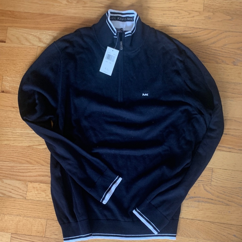 Michael Kors Men's black Zip-Up Sweater